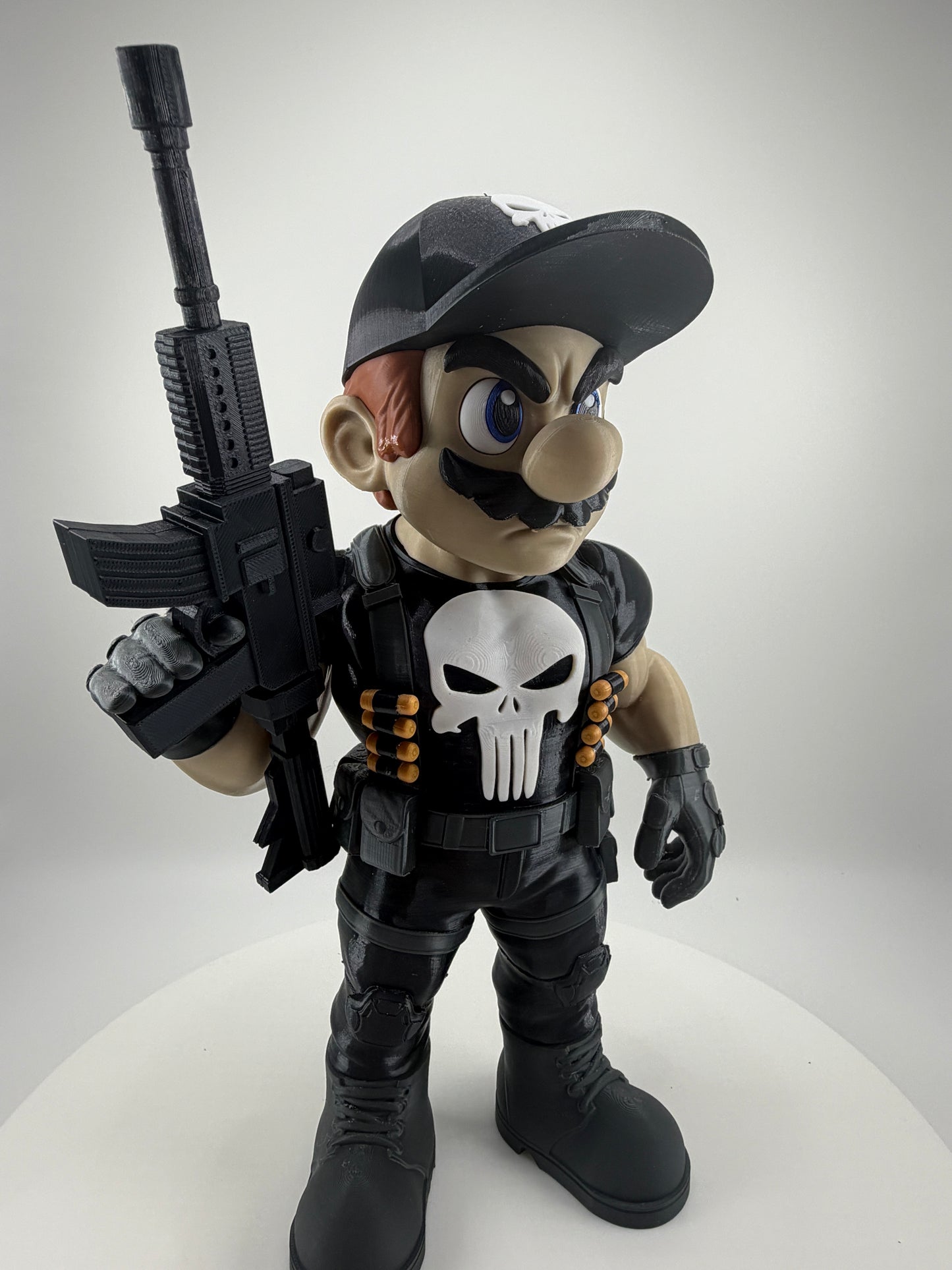 Mario x Punisher 3D Printed Figure | Gamer & Comic Collector Gift