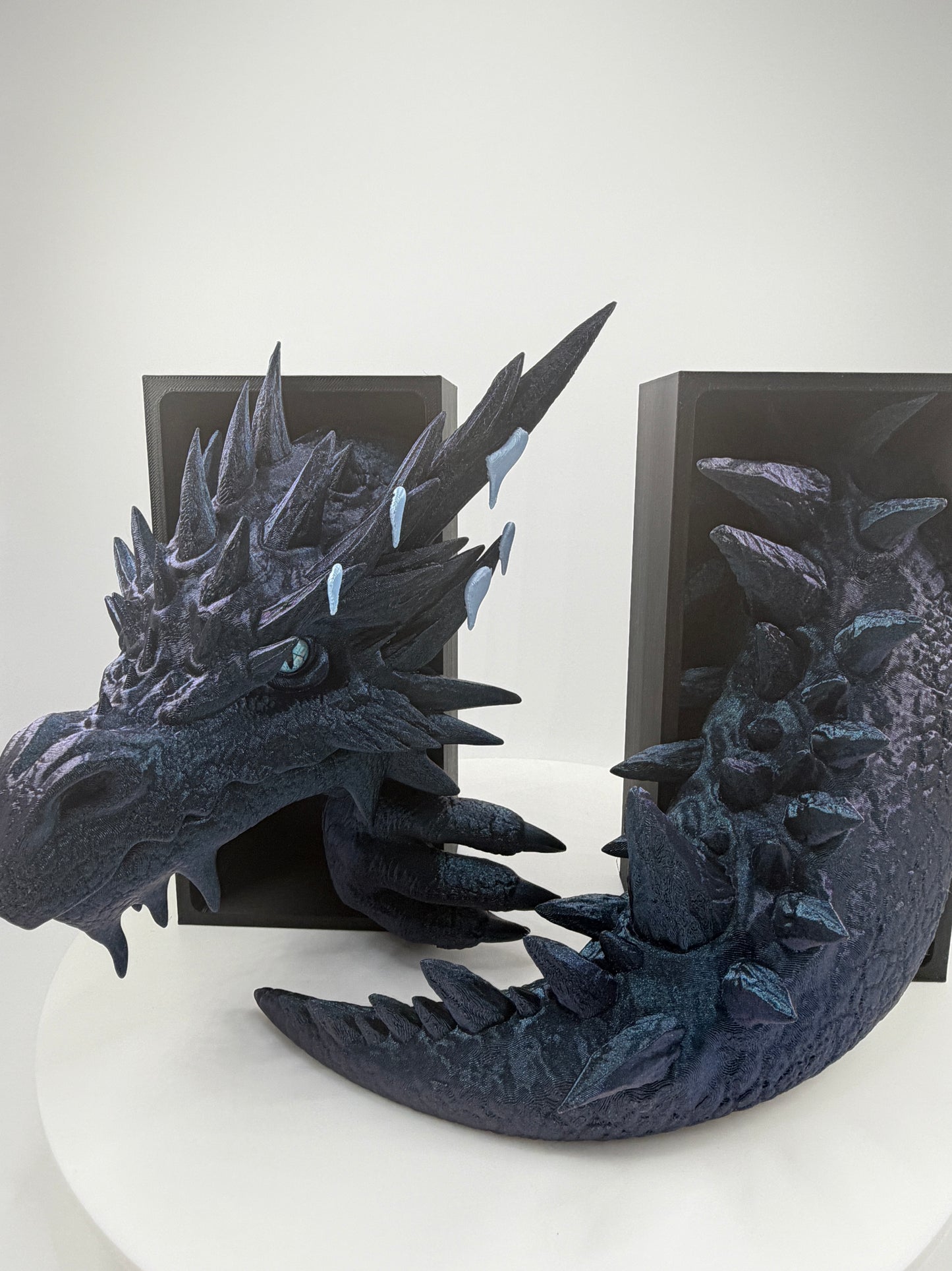 Snow Dragon Emerging Book Nook | Fantasy Bookshelf Decor & Dragon Lover Gift